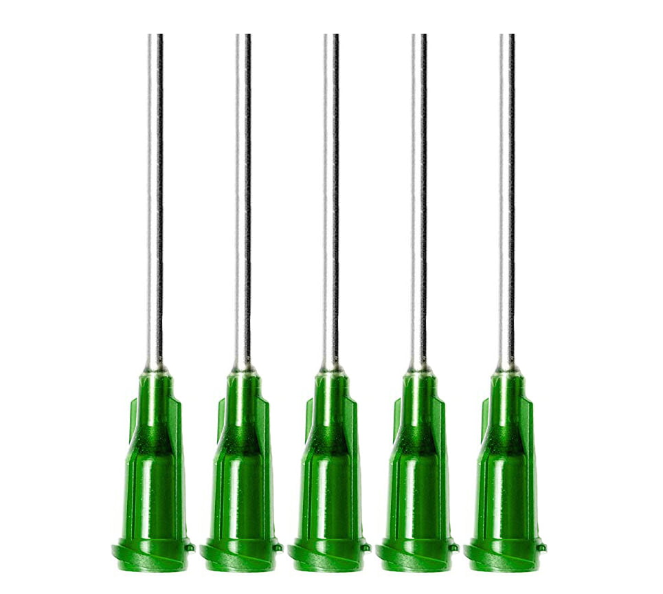 5 Pack of Blunt Tip Lure Lock Dispensing Fill, Industrial/Arts and Crafts  Needles, 14 Gauge - Olive, 1 / 2.54cm 