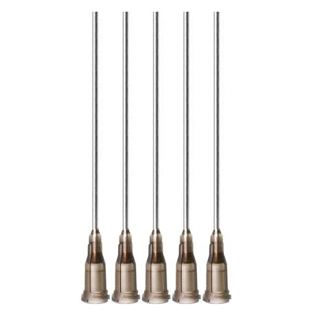 5 Pack of Blunt Tip Lure Lock Dispensing Fill, Industrial/Arts and Crafts Needles, 16 Gauge - Gray, 2" / 5.08cm