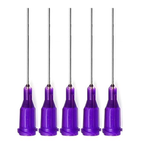 5 Pack of Blunt Tip Lure Lock Dispensing Fill, Industrial/Arts and Crafts Needles, 21 Gauge - Purple, 1" / 2.54cm