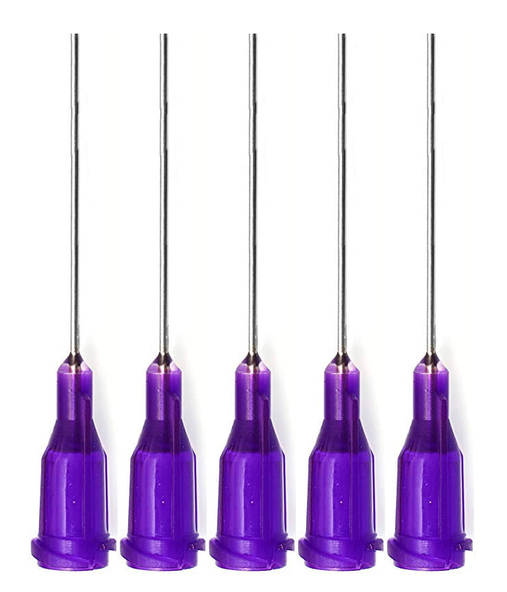 5 Pack of Blunt Tip Lure Lock Dispensing Fill, Industrial/Arts and Crafts  Needles, 21 Gauge - Purple, 1