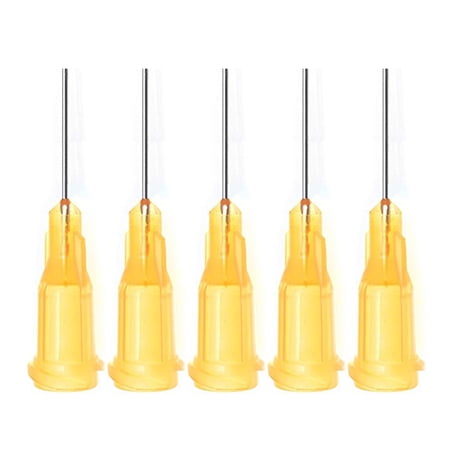 5 Pack of Blunt Tip Lure Lock Dispensing Fill, Industrial/Arts and Crafts Needles, 23 Gauge - Orange, 0.5" / 1.27cm