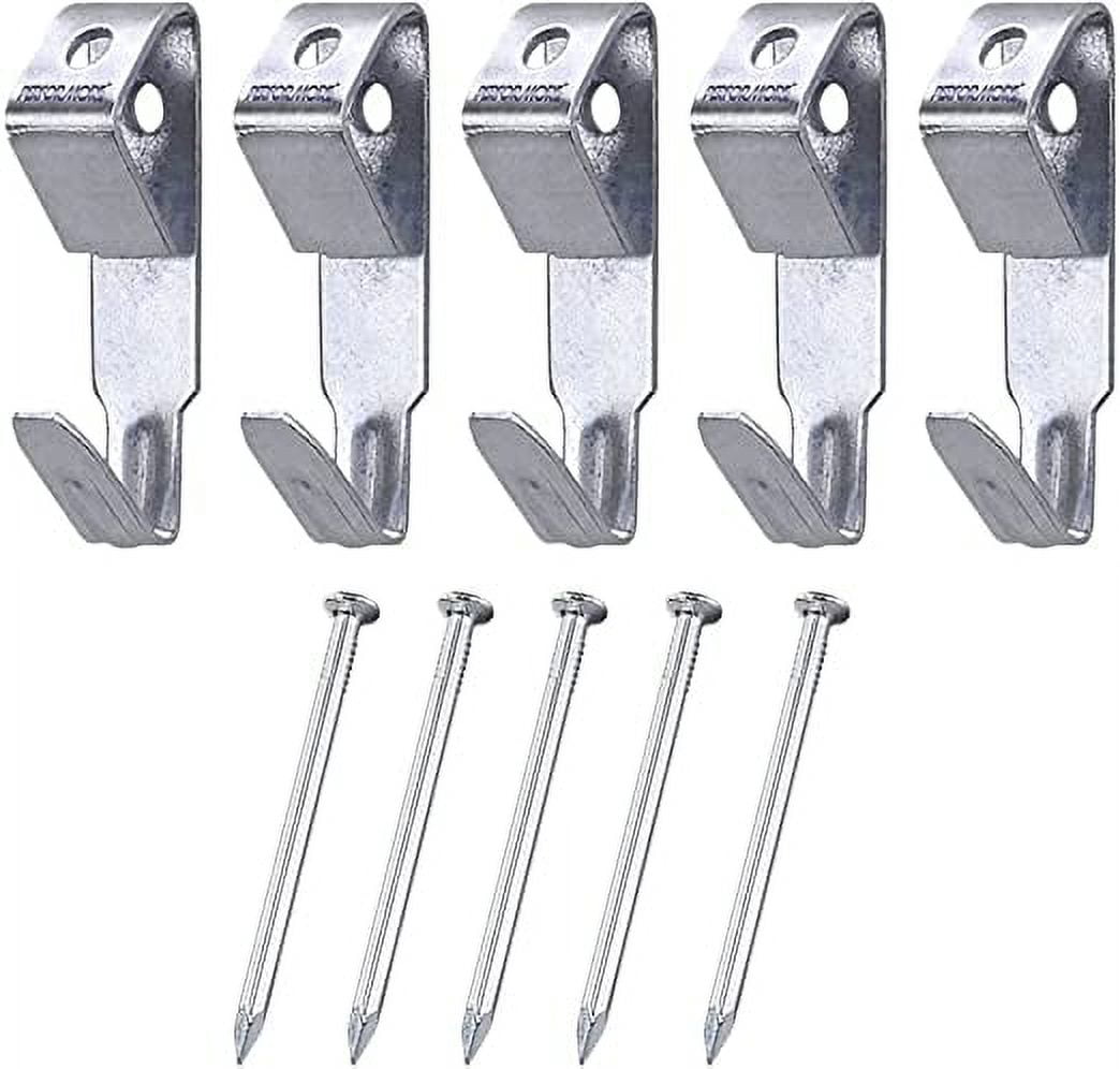5 Pack of Heavy Duty Picture Hanger Hooks with Nails, 100lbs Frame