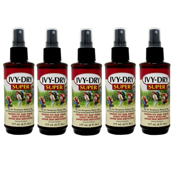5 Pack of Ivy-Dry Super Itch Relief Spray 6 Ounce