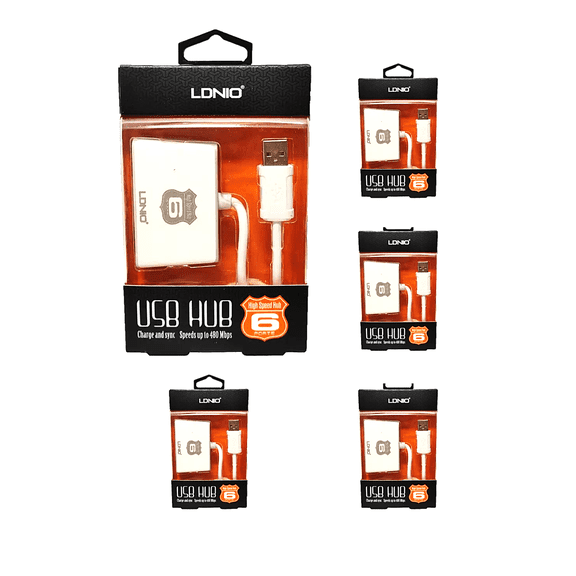 5-Pack of LDNIO DL-H6 6-Port USB 2.0 Hub - PN: DL-H6