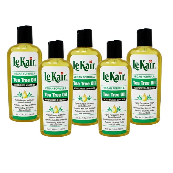 5 Pack of LeKair Tea Tree Oil Hair & Body Oil - Vegan Formula 3.4 Ounce