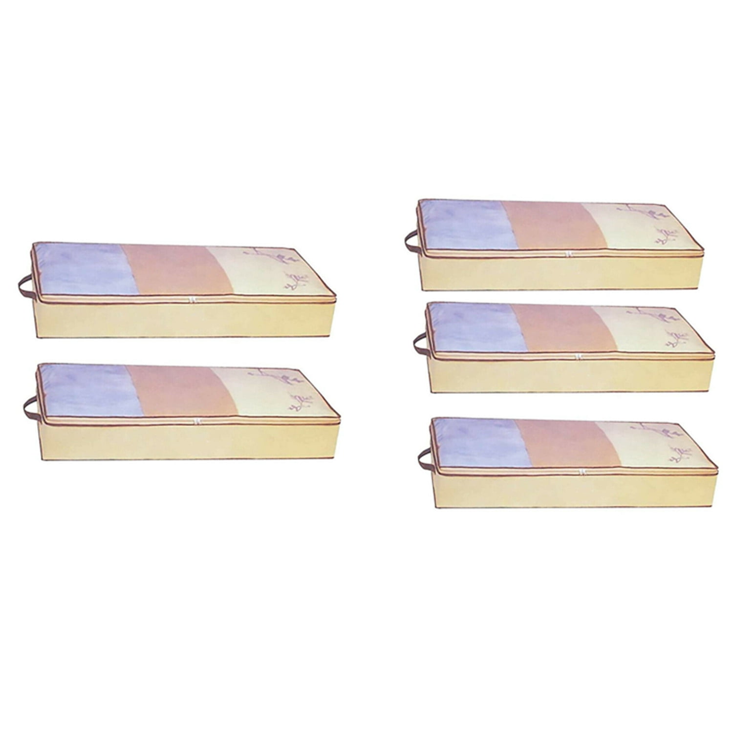 5 Pack of Zippered Under Bed Storage Bag, Flexible Fabric, Under-bed Clothes Storage (31.5" x 18" x 6")