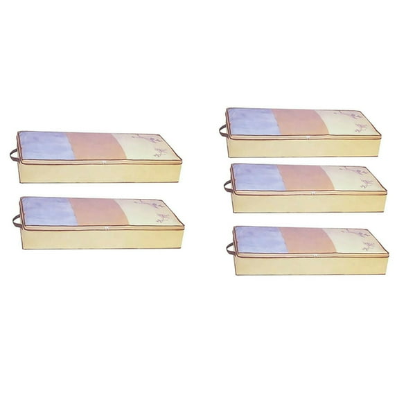 5 Pack of Zippered Under Bed Storage Bag, Flexible Fabric, Under-bed Clothes Storage (31.5" x 18" x 6")