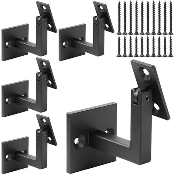 5 Pack304 Stainless Steel Handrail Bracket for Staircase , Square Stair Railing Bracket Decking Fencing (Frosted Black)$$Tools & Hardware Other