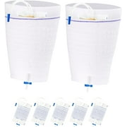 5 Packs 1000ml Urinary Drainage Leg Bags with Anti-Reflux Valve + 2 PCS Catheter Leg Bag Holder for Comfortable, Discreet Support for Men and Women（M）38