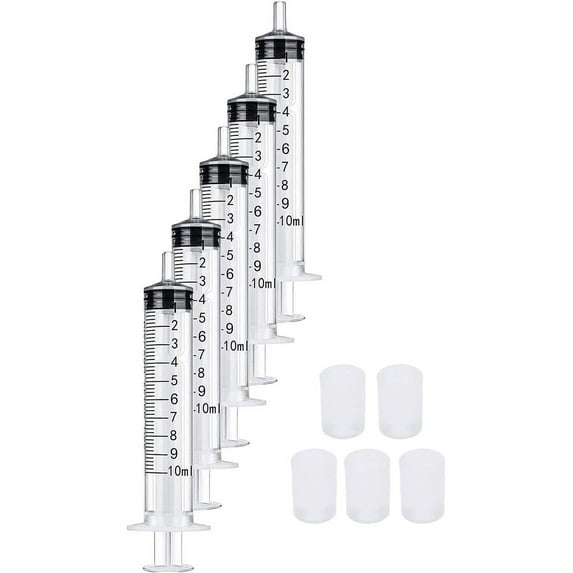 5 Packs 10ml Reusable Plastic Syringe with 5Pcs Extraction Adapters for Perfumes Transfer to Empty Bottles