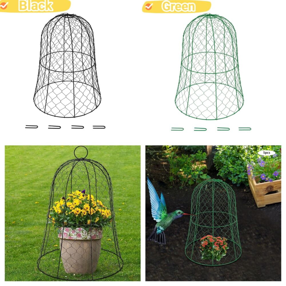 (5 Packs) 13" Diameter x 16" Height Farms Chicken Wire Cloche, Plant