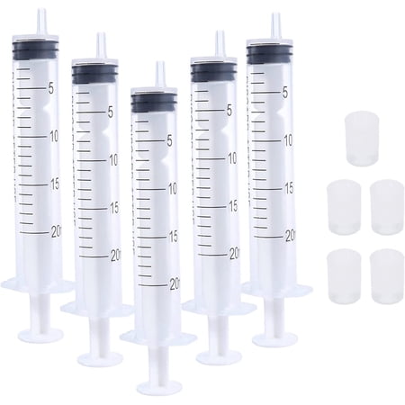 5 Packs 20ml Reusable Plastic Syringe with 5Pcs Extraction Adapters for Perfumes Transfer to Empty Bottles