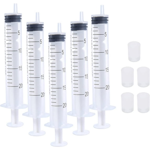 5 Packs 20ml Reusable Plastic Syringe with 5Pcs Extraction Adapters for Perfumes Transfer to Empty Bottles
