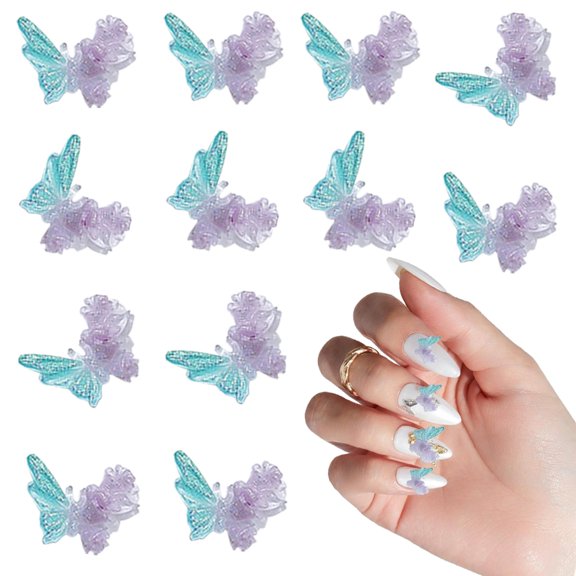 5 Packs 3D Butterfly Nail Charms Colorful Resin Nails Art Charms Nail Supplies