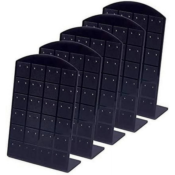 5 Packs 48 Holes Black Earring Holder Organizer Earring Stand Display L-shape Earrings Ear Studs Jewelry Show Plastic Display Showcase