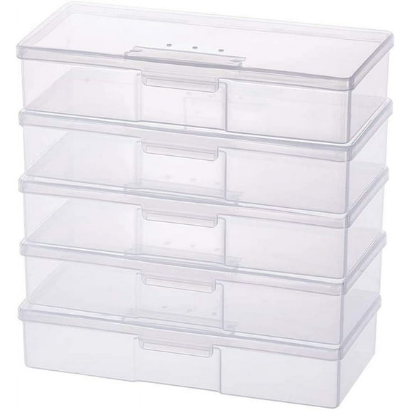 5 Packs 7.5x3x1.5 Large Rectangle Plastic Storage Box Container with Air Vent for Model Tool Vinyl Tool Storage Crafting or Office Accessory Storage Clear DIY