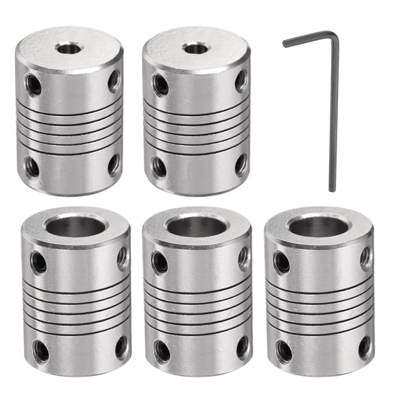 5 Packs Aluminum Alloy Shaft Coupling 4mm to 10mm, Flexible Coupling Motor Connector Joint (L25xD19)