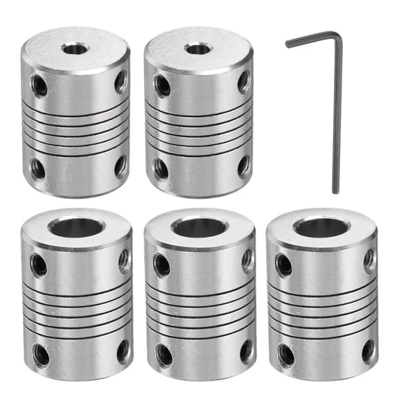 5 Packs Aluminum Alloy Shaft Coupling 4mm to 8mm, Flexible Coupling Motor Connector Joint (L25xD19)