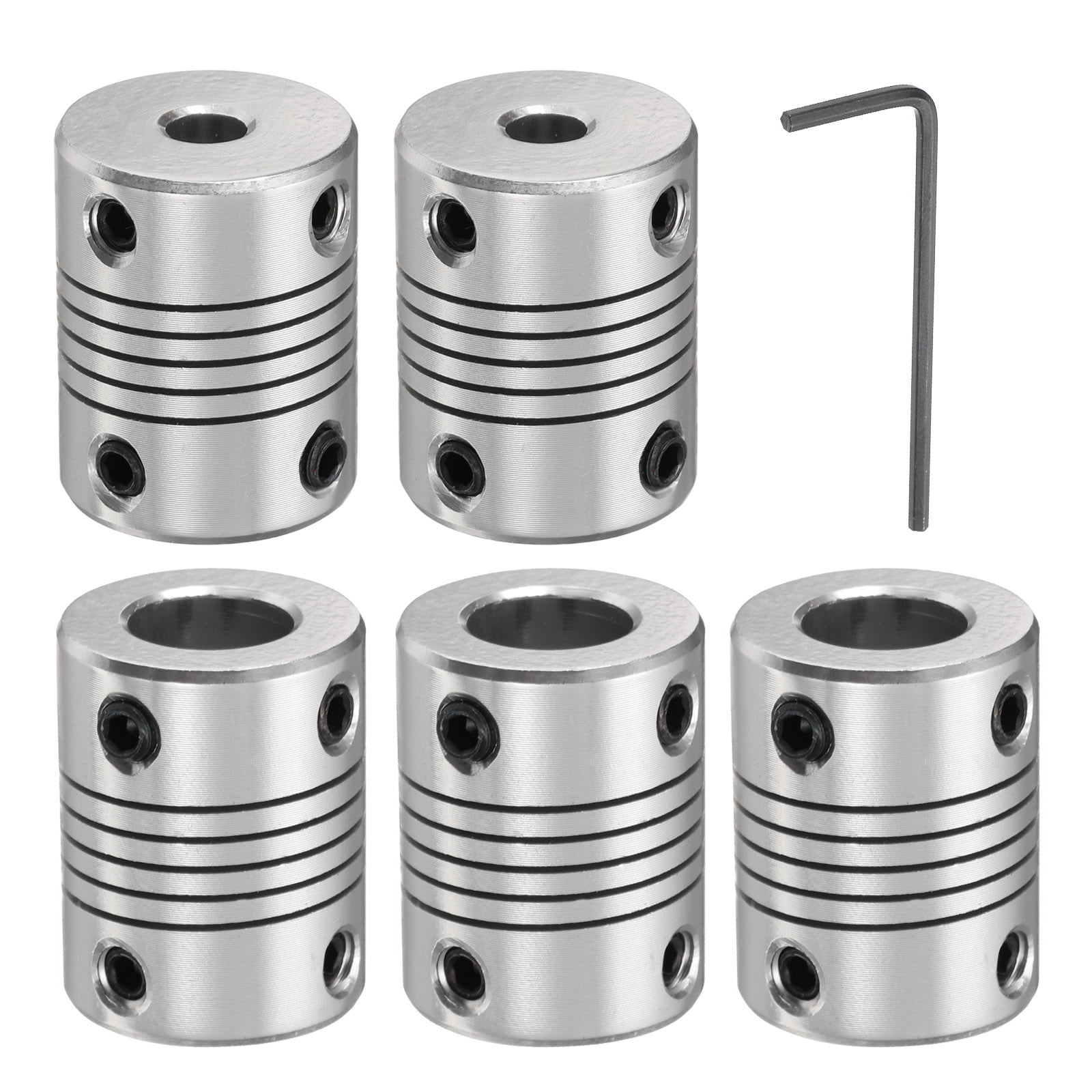 sourcing map 5mm zu 6mm Aluminiumlegierung Stab Flexibel Kupplung Motorsteckerverbindung L25xD19 Silber