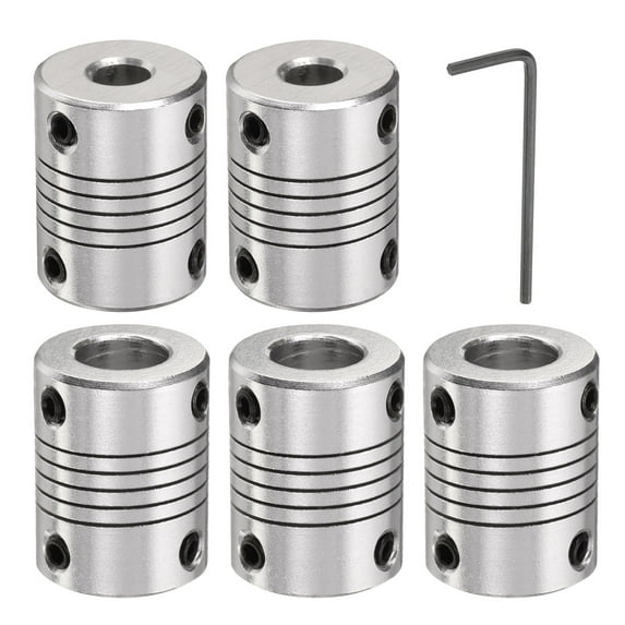 5 Packs Aluminum Alloy Shaft Coupling 6.35mm to 10mm, Flexible Coupling Motor Connector Joint (L25xD19)