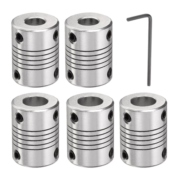 5 Packs Aluminum Alloy Shaft Coupling 8mm to 10mm, Flexible Coupling Motor Connector Joint (L25xD19)