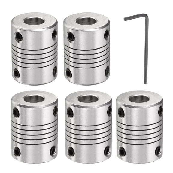 5 Packs Aluminum Alloy Shaft Coupling 8mm to 8mm, Flexible Coupling Motor Connector Joint (L25xD19)