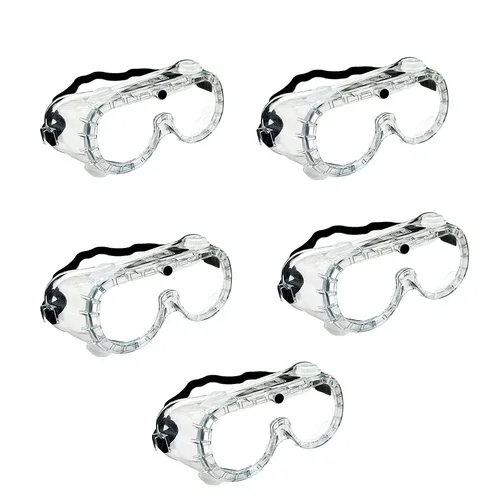 5 Packs Ansi Ce Certified Chemical Splash Anti Fog Scratch Clear Safety Goggles