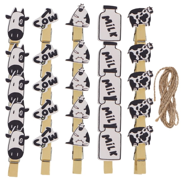 FUEENIRVA Natural Wood Cow Photo Holders Eye-Catching Design for Home 5Packs