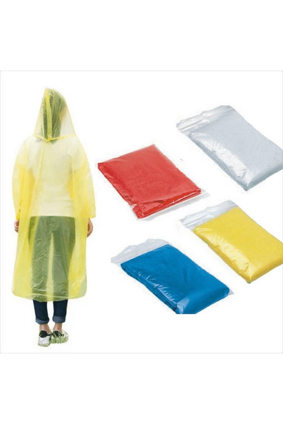 5 Packs Disposable Rain Ponchos, Clear Waterproof Poncho Raincoats, Emergency Raincoat with Hood for Adults Outdoor Hiking Camping