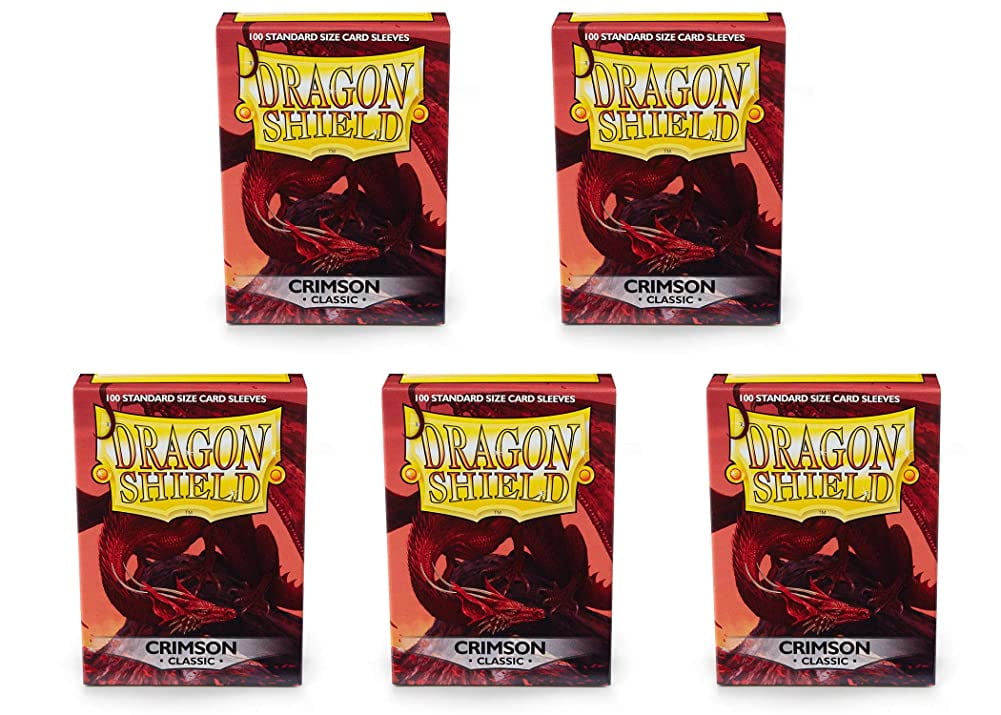 5 Packs Dragon Shield Classic Crimson Standard Size 100 ct Card Sleeves Value Bundle!