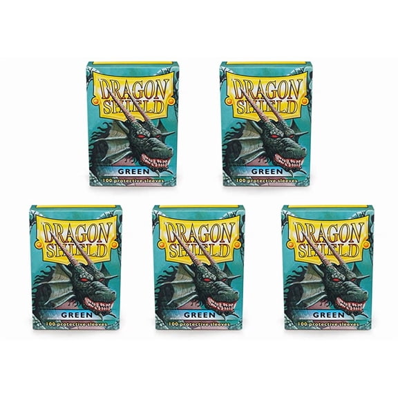 5 Packs Dragon Shield Classic Green Standard Size 100 ct Card Sleeves Value Bundle!
