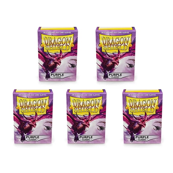 5 Packs Dragon Shield Classic Purple Standard Size 100 ct Card Sleeves Value Bundle!
