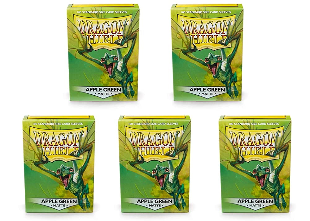 5 Packs Dragon Shield Matte Apple Green Standard Size 100 ct Card Sleeves Value Bundle!