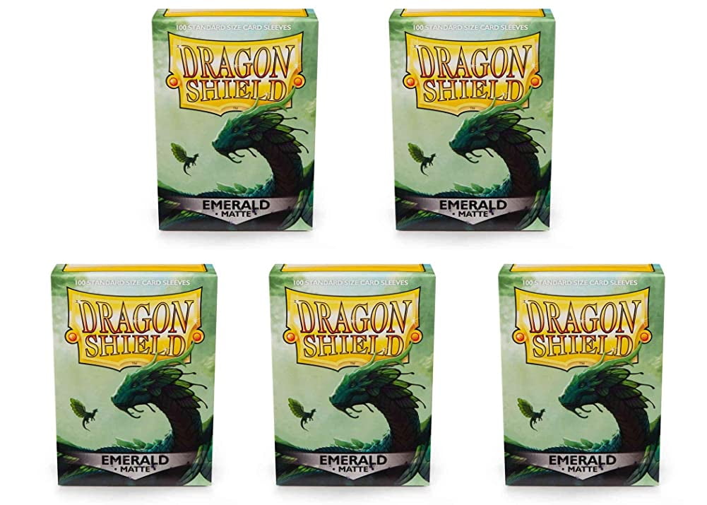 5 Packs Dragon Shield Matte Emerald Standard Size 100 ct Card Sleeves Value Bundle!