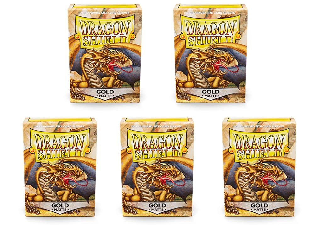5 Packs Dragon Shield Matte Gold Standard Size 100 ct Card Sleeves Value Bundle!