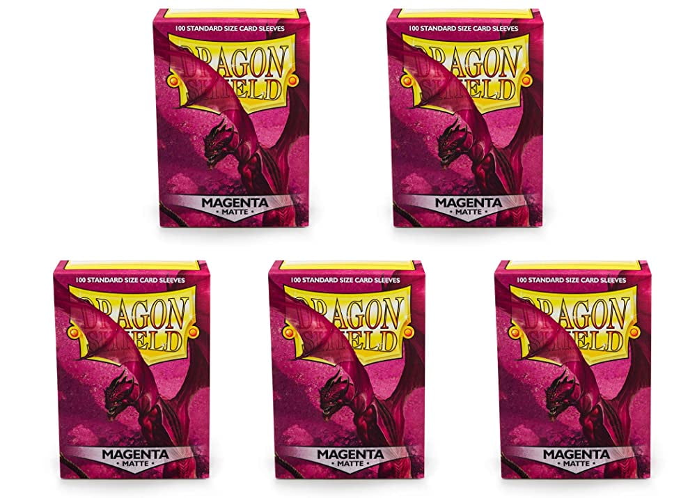 5 Packs Dragon Shield Matte Magenta Standard Size 100 ct Card Sleeves Value Bundle!