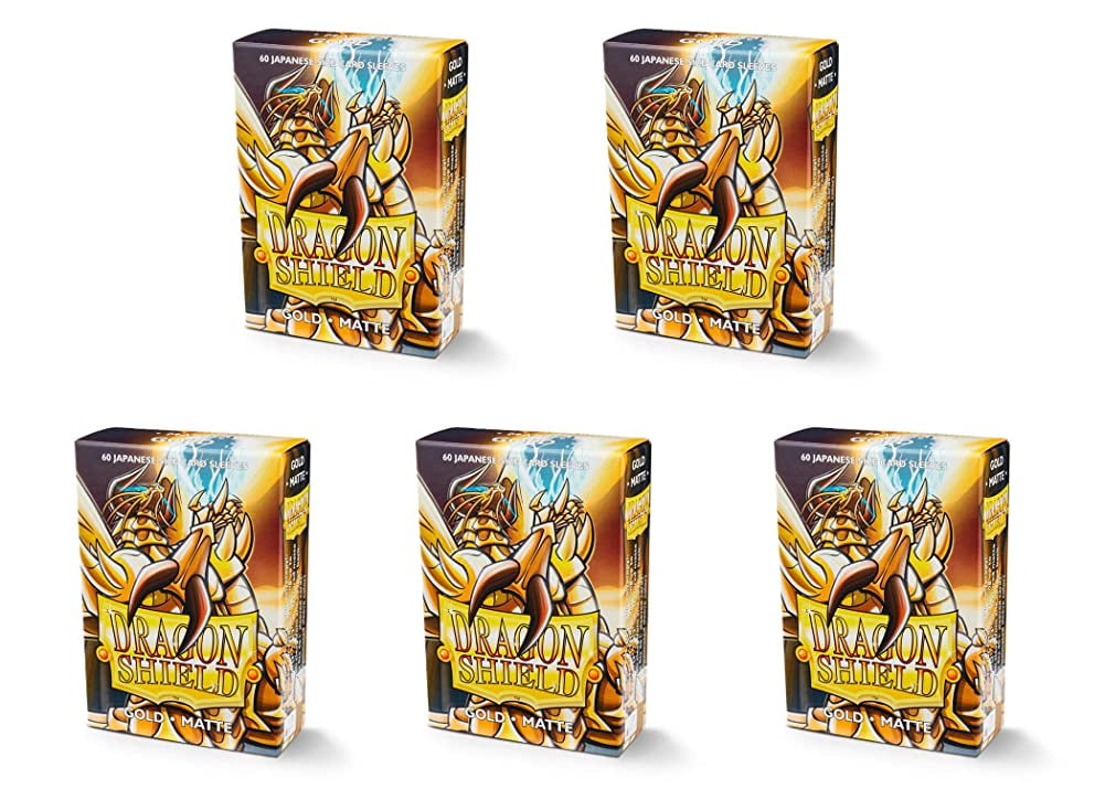5 Packs Dragon Shield Matte Mini Japanese Gold 60 ct Card Sleeves Value Bundle!