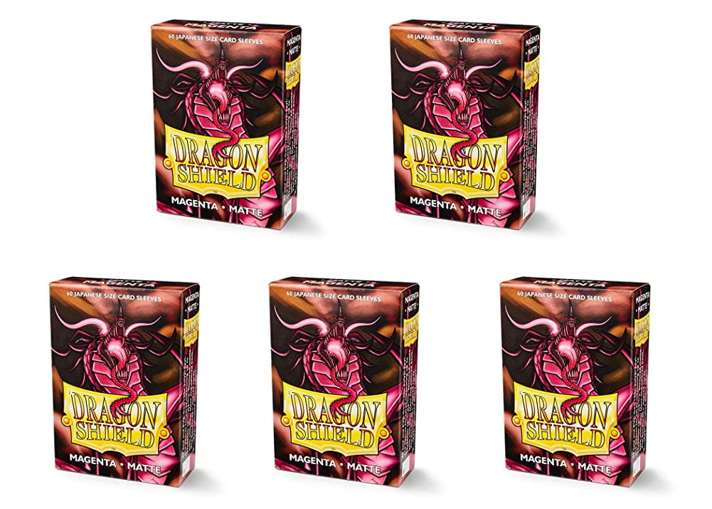 5 Packs Dragon Shield Matte Mini Japanese Magenta 60 ct Card Sleeves Value Bundle!