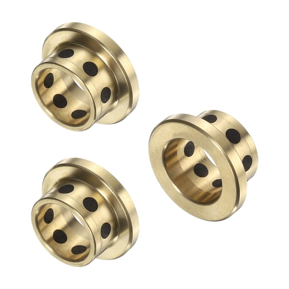 5 Packs Flange Sleeve Bearings 5mm Bore x 7mm OD x 8mm Height, Wrapped Oilless Flange Bushings Brass Graphite