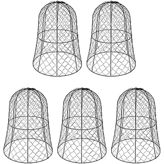 5 Packs Garden Chicken Wire Cloche, 12.99" D15.75" H Plant Protectors and Covers, Wire Garden Cloches Sturdy Metal Cage Garden Protection from Animals, No Assembly Required, Black$$Garden &
