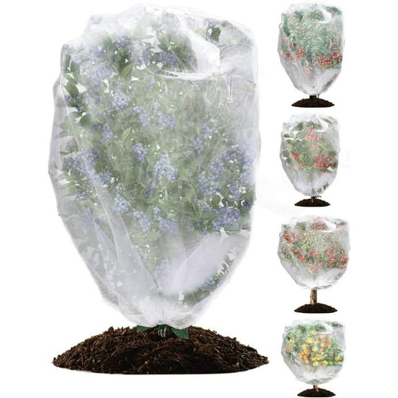5 Packs Garden Plants Fruits Blueberry Protection Netting Cover Bags with Drawstring, 3.3Ft x 2.6Ft Fruit Tree Plant Netting to Prevent Blueberry Tomato Fruits Plants from Squirrel Bird Deer