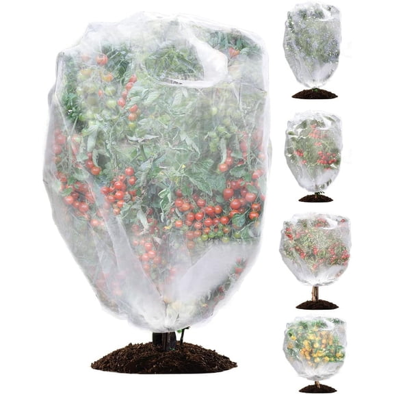 5 Packs Garden Plants Fruits Blueberry Protection Netting Cover Bags with Drawstring, 3.3Ft x 2.6Ft Fruit Tree Plant Netting to Prevent Blueberry Tomato Fruits Plants from Squirrel Bird Deer