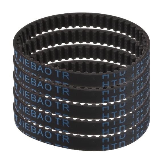 5 Packs HTD-3M Rubber Timing Belt 50 Teeth, 150mm Pitch Length x 6mm Width x 2.4mm Height, Pulley Timing Belt