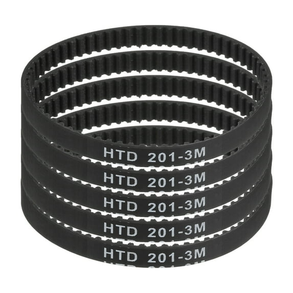 5 Packs HTD-3M Rubber Timing Belt 67 Teeth, 201mm Pitch Length x 6mm Width x 2.4mm Height, Pulley Timing Belt