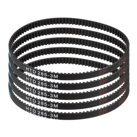 5 Packs HTD-3M Rubber Timing Belt 95 Teeth, 285mm Pitch Length x 6mm Width x 2.4mm Height, Pulley Timing Belt