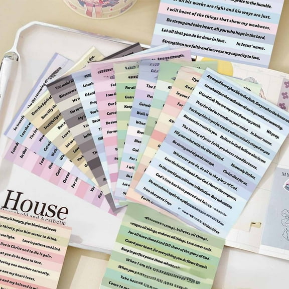 5 Packs Inspirational Bible Verse Stickers Roll with Strong Adhesive, Motivational Scripture Quotes for Journaling, Planner, Scrapbooking, Water Bottle, Gift Decoration, Christian Faith Art Supplies