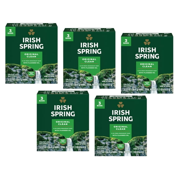 5 Packs Irish Spring Soap Bars, Original, 3.75 Oz each, Pack of 3 Total 15 Bars