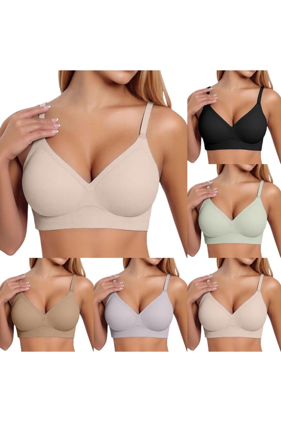 5 Packs Jelly Bras for Women Push Up Cool Touch Smooth Wireless Bra With Back Closure Deep V Thin Summer Breathable Sports T Shirt Bra XXL