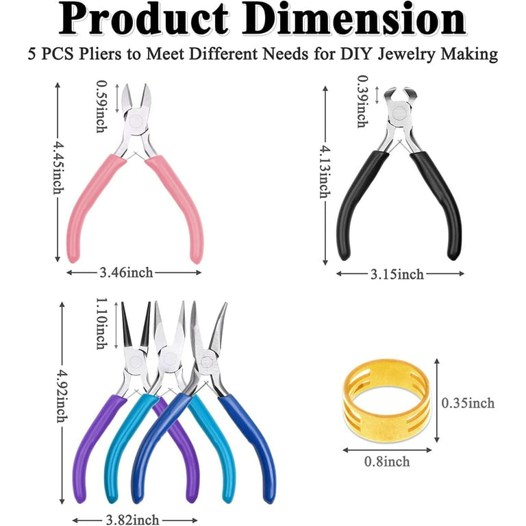 5 Packs Jewelry Pliers Set, Jewelry Making Tools with Needle Nose  Pliers/Round Nose Pliers/Chain Nose Pliers/Bent Nose Pliers/Zipper Pliers,  Jewelry Making Supplies Repair/ Cut Kits for Crafting 