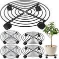 thumbnail image 1 of 5 Packs Large Metal Plant Caddy with Wheels 13" Heavy-duty Wrought Iron Rolling Plant Stands with Casters Plant Dolly Plant Roller Base for Indoor and Outdoor Plant Pot Movers Saucers Black, 1 of 16